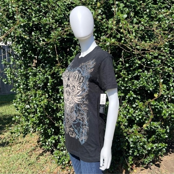 NWT A Brand Dead Wood Black Short Sleeve Graphic Tee Shirt - Picture 9 of 11